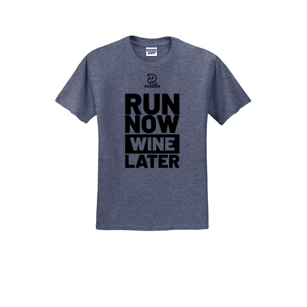 RUN NOW WINE LATER (Black) - Short Sleeve 50/50 Tee