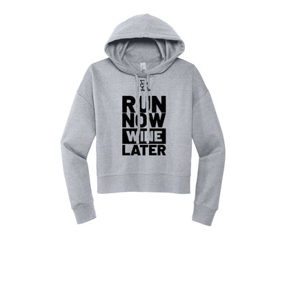 RUN NOW WINE LATER (Black) - Womens Fleece Hoodie