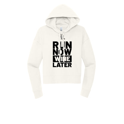 RUN NOW WINE LATER (Black) - Womens Fleece Hoodie