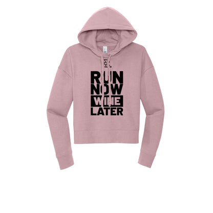 RUN NOW WINE LATER (Black) - Womens Fleece Hoodie