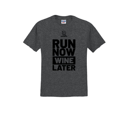 RUN NOW WINE LATER (Black) - Short Sleeve Cotton Tee