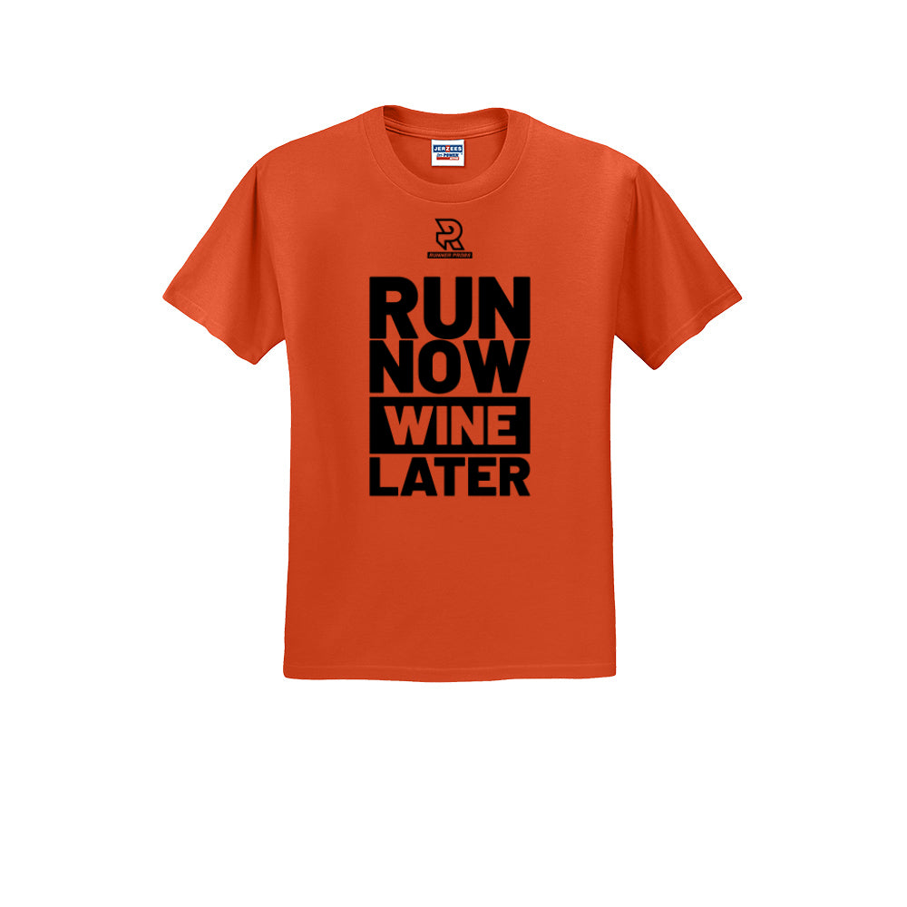 RUN NOW WINE LATER (Black) - Short Sleeve Cotton Tee