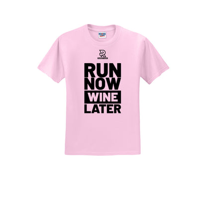 RUN NOW WINE LATER (Black) - Short Sleeve Cotton Tee