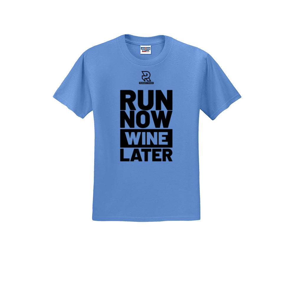 RUN NOW WINE LATER (Black) - Short Sleeve Cotton Tee