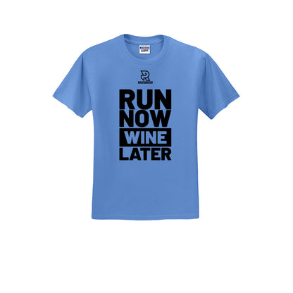 RUN NOW WINE LATER (Black) - Short Sleeve Cotton Tee