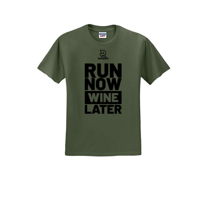 RUN NOW WINE LATER (Black) - Short Sleeve Cotton Tee