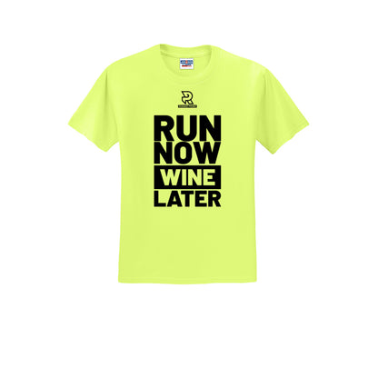 RUN NOW WINE LATER (Black) - Short Sleeve Cotton Tee