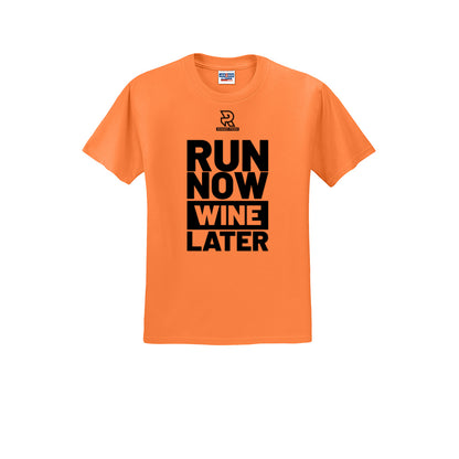 RUN NOW WINE LATER (Black) - Short Sleeve Cotton Tee