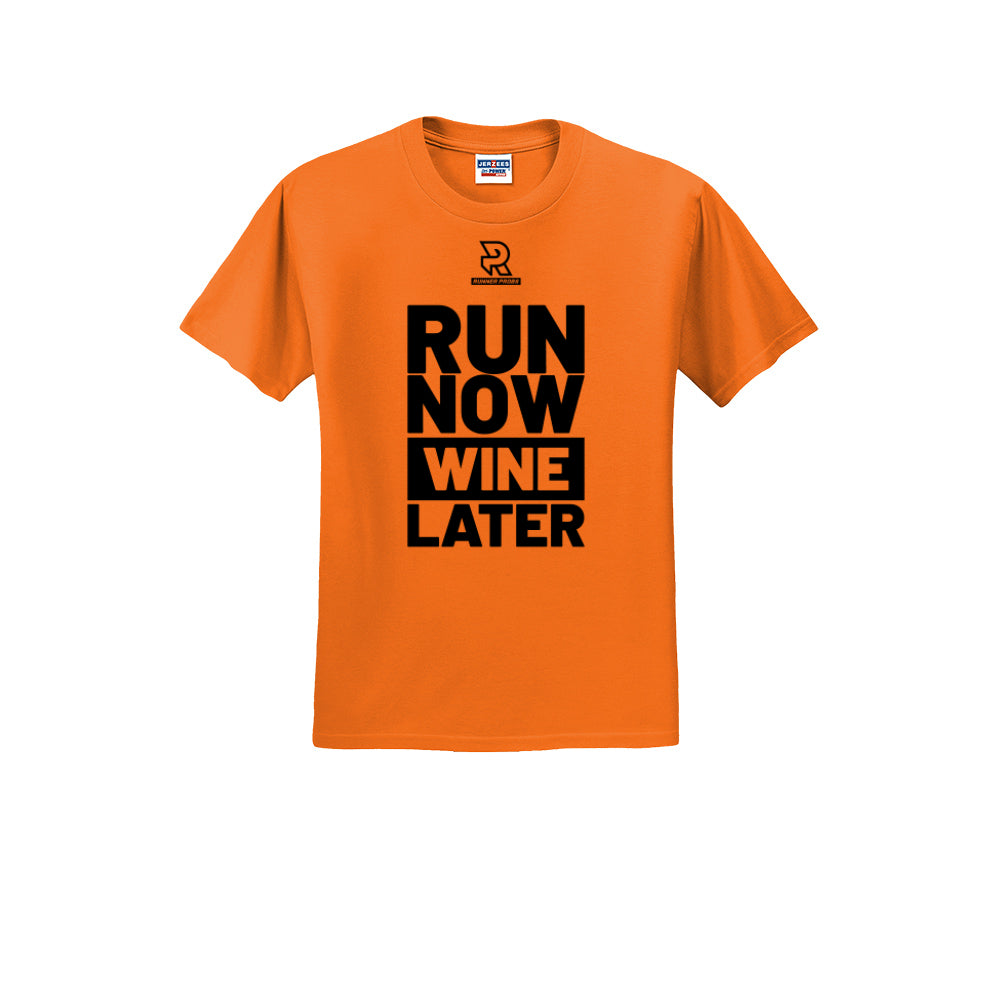 RUN NOW WINE LATER (Black) - Short Sleeve Cotton Tee