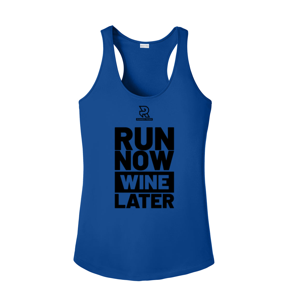 RUN NOW WINE LATER (Black) - Womens Competitor Racerback Tank