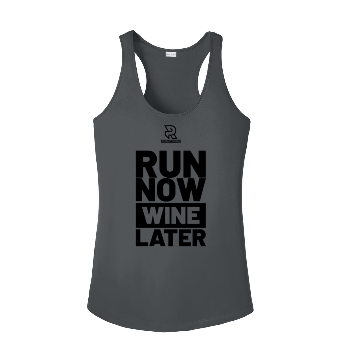 RUN NOW WINE LATER (Black) - Womens Competitor Racerback Tank