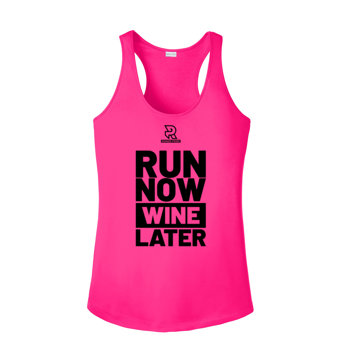 RUN NOW WINE LATER (Black) - Womens Competitor Racerback Tank
