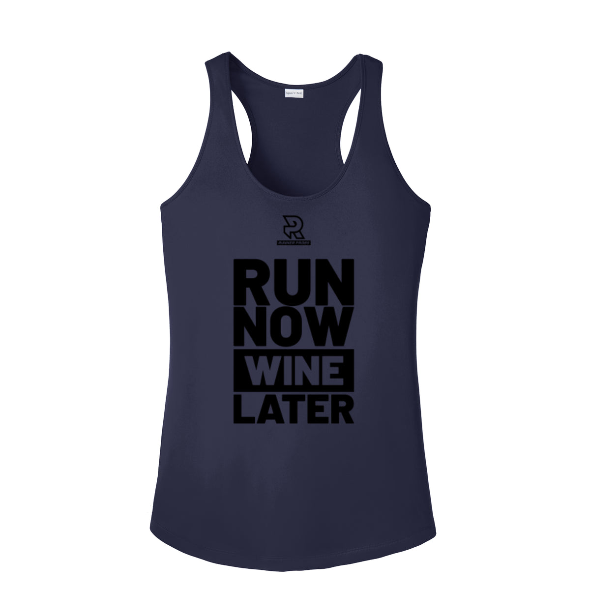 RUN NOW WINE LATER (Black) - Womens Competitor Racerback Tank