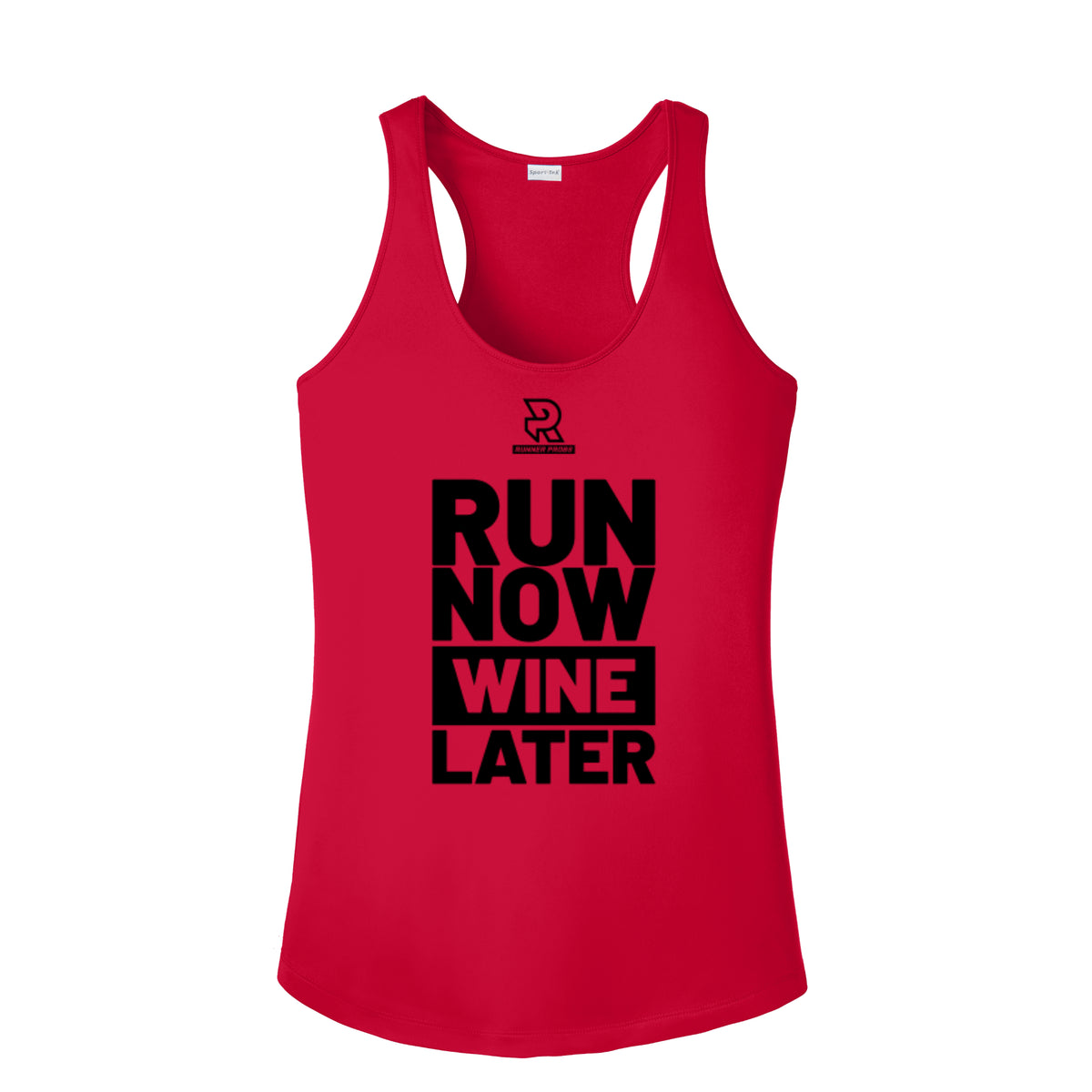 RUN NOW WINE LATER (Black) - Womens Competitor Racerback Tank