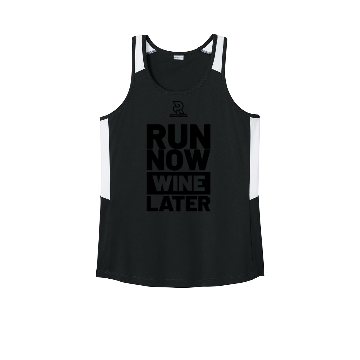 RUN NOW WINE LATER (Black) - Womens Club Track Tank