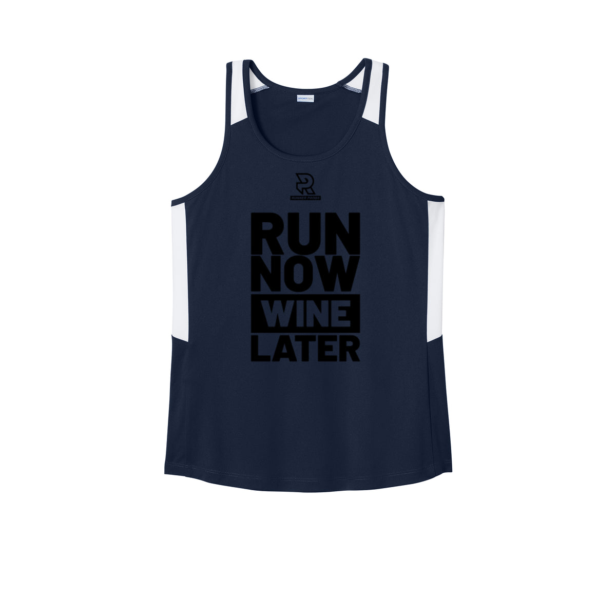 RUN NOW WINE LATER (Black) - Womens Club Track Tank