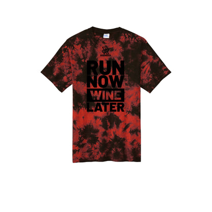 RUN NOW WINE LATER (Black) - Short Sleeve Tie Dye Cotton Tee