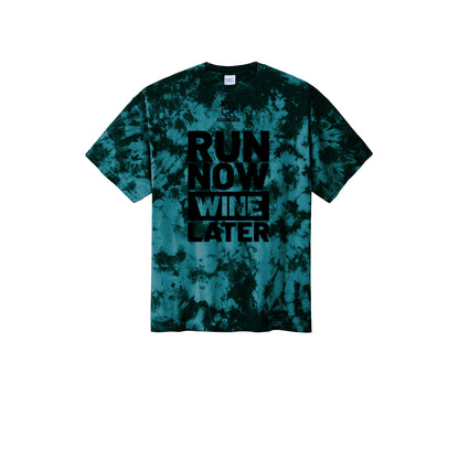 RUN NOW WINE LATER (Black) - Short Sleeve Tie Dye Cotton Tee