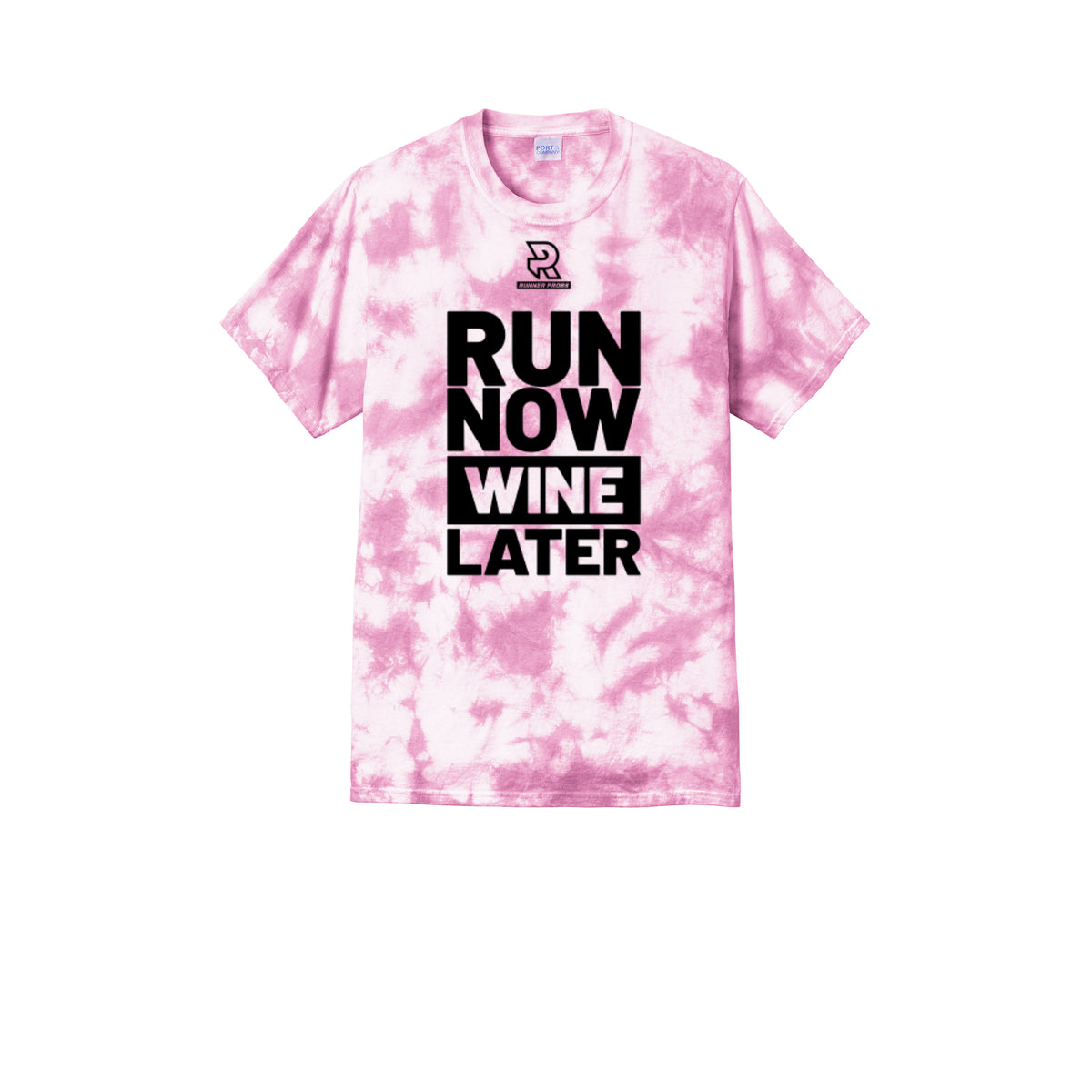 RUN NOW WINE LATER (Black) - Short Sleeve Tie Dye Cotton Tee
