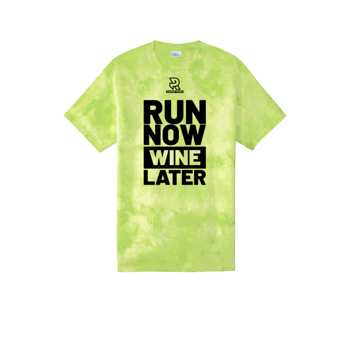 RUN NOW WINE LATER (Black) - Short Sleeve Tie Dye Cotton Tee