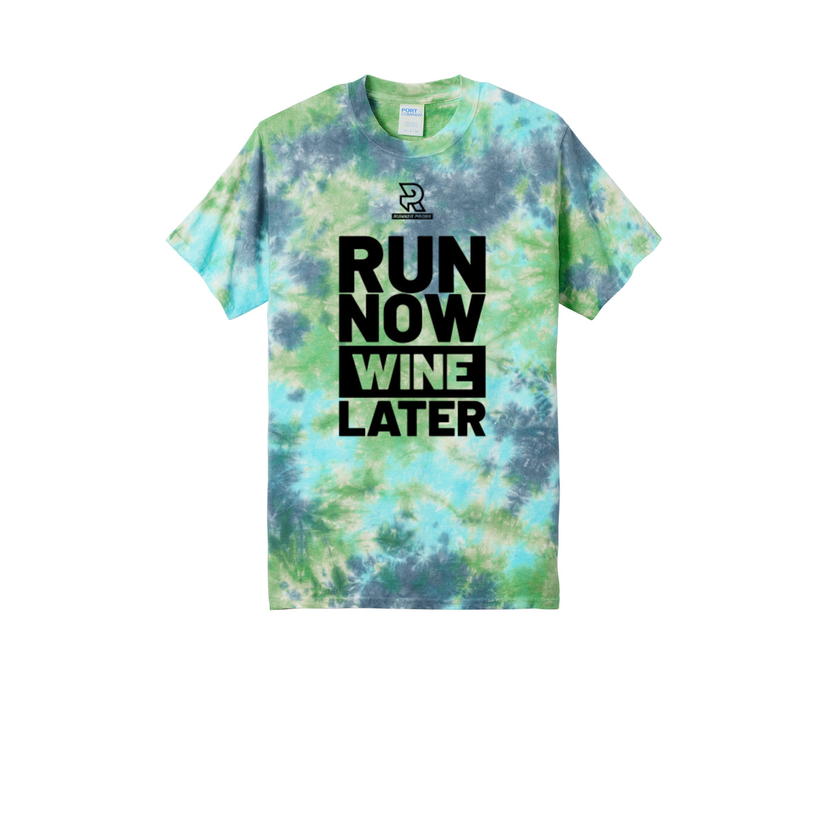 RUN NOW WINE LATER (Black) - Short Sleeve Tie Dye Cotton Tee