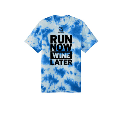 RUN NOW WINE LATER (Black) - Short Sleeve Tie Dye Cotton Tee