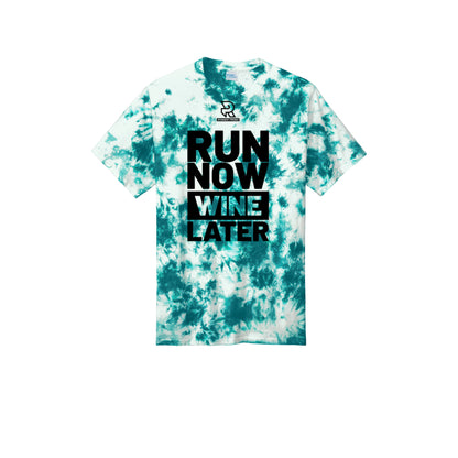 RUN NOW WINE LATER (Black) - Short Sleeve Tie Dye Cotton Tee