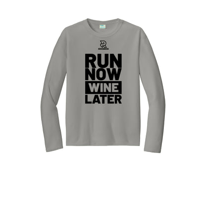 RUN NOW WINE LATER (Black) - Long Sleeve Performance Tee