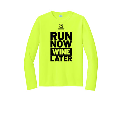 RUN NOW WINE LATER (Black) - Long Sleeve Performance Tee