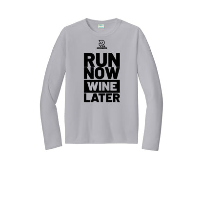 RUN NOW WINE LATER (Black) - Long Sleeve Performance Tee