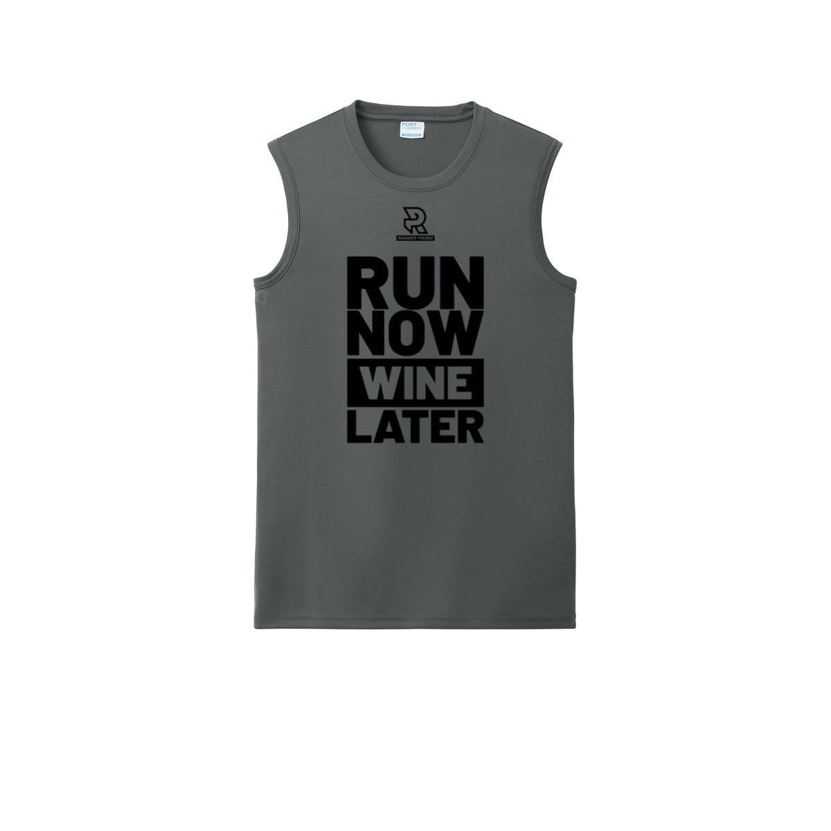 RUN NOW WINE LATER (Black) - Sleeveless Performance Tee