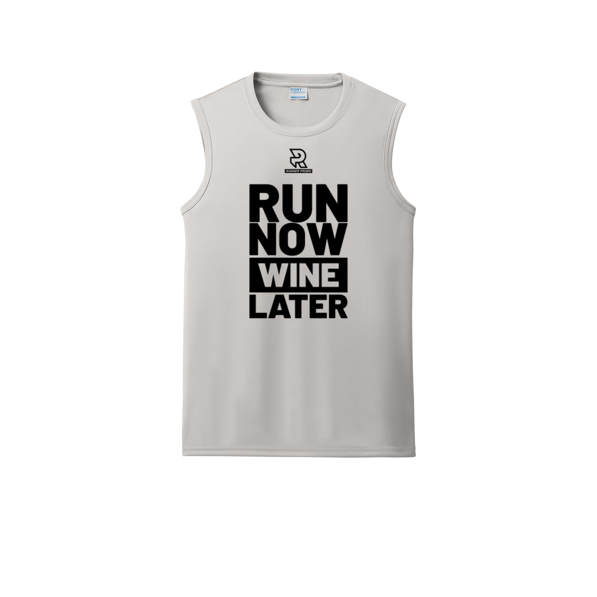 RUN NOW WINE LATER (Black) - Sleeveless Performance Tee