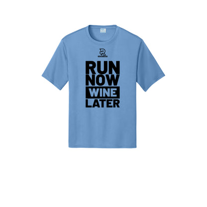 RUN NOW WINE LATER (Black) - Short Sleeve Performance Tee
