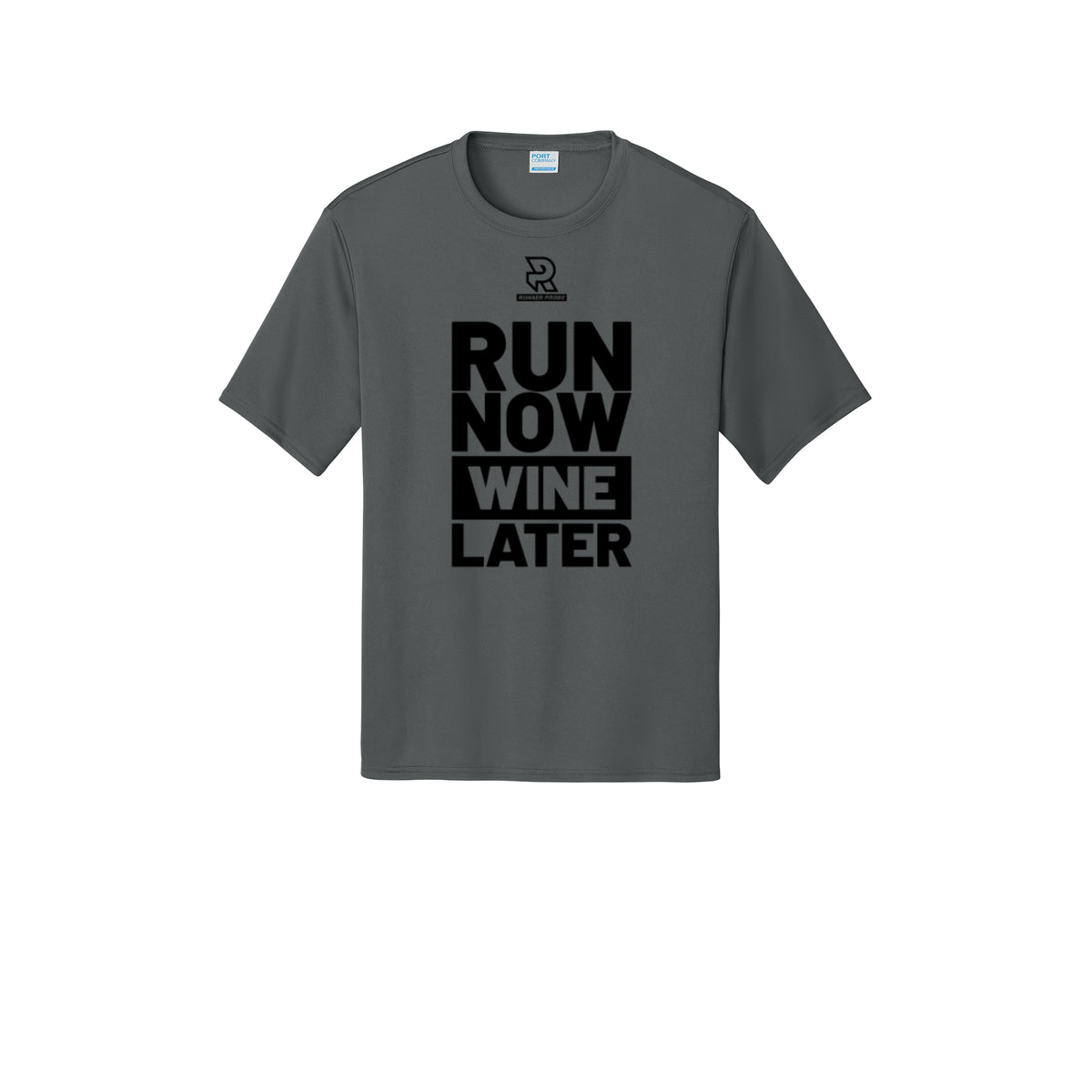 RUN NOW WINE LATER (Black) - Short Sleeve Performance Tee