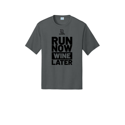 RUN NOW WINE LATER (Black) - Short Sleeve Performance Tee