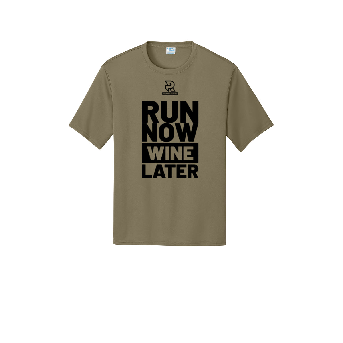 RUN NOW WINE LATER (Black) - Short Sleeve Performance Tee