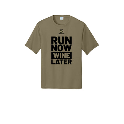 RUN NOW WINE LATER (Black) - Short Sleeve Performance Tee