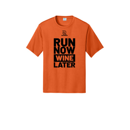 RUN NOW WINE LATER (Black) - Short Sleeve Performance Tee
