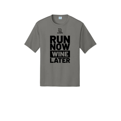 RUN NOW WINE LATER (Black) - Short Sleeve Performance Tee