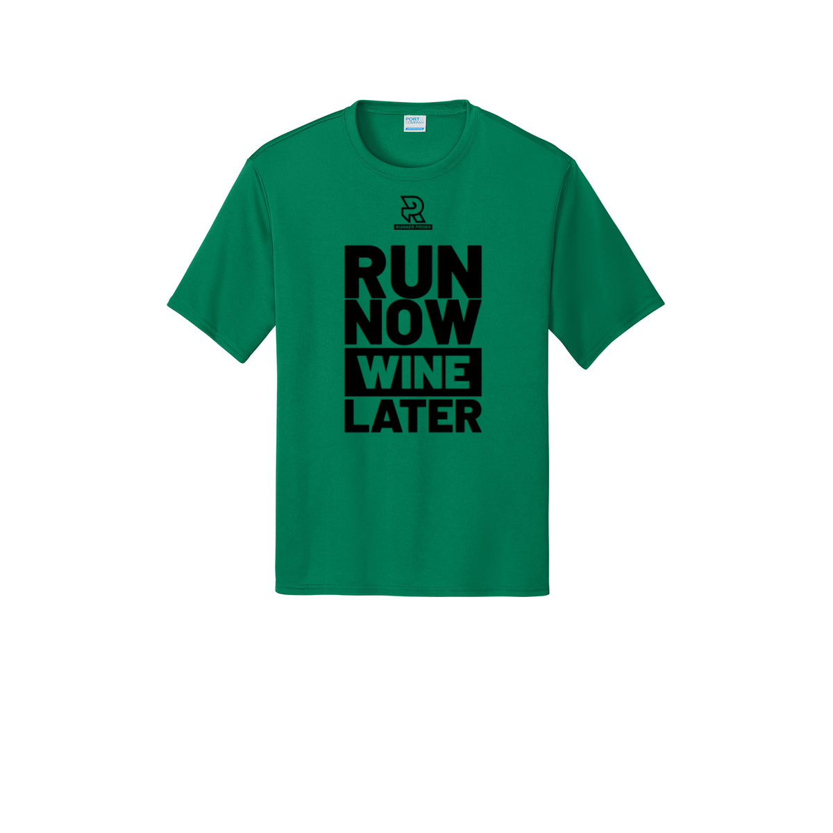 RUN NOW WINE LATER (Black) - Short Sleeve Performance Tee