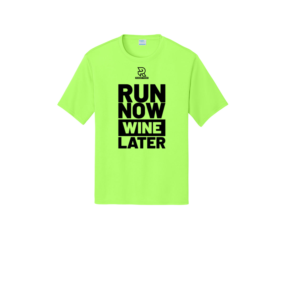 RUN NOW WINE LATER (Black) - Short Sleeve Performance Tee