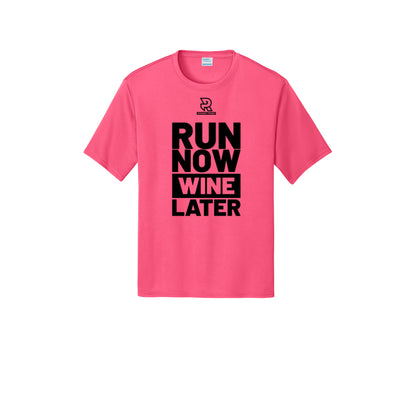 RUN NOW WINE LATER (Black) - Short Sleeve Performance Tee
