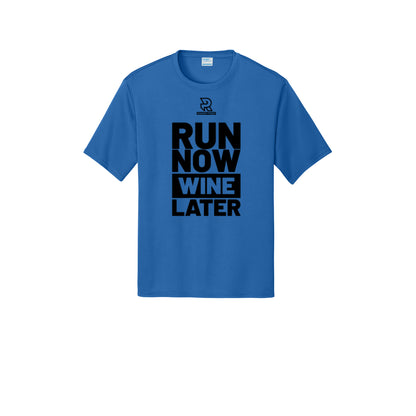 RUN NOW WINE LATER (Black) - Short Sleeve Performance Tee