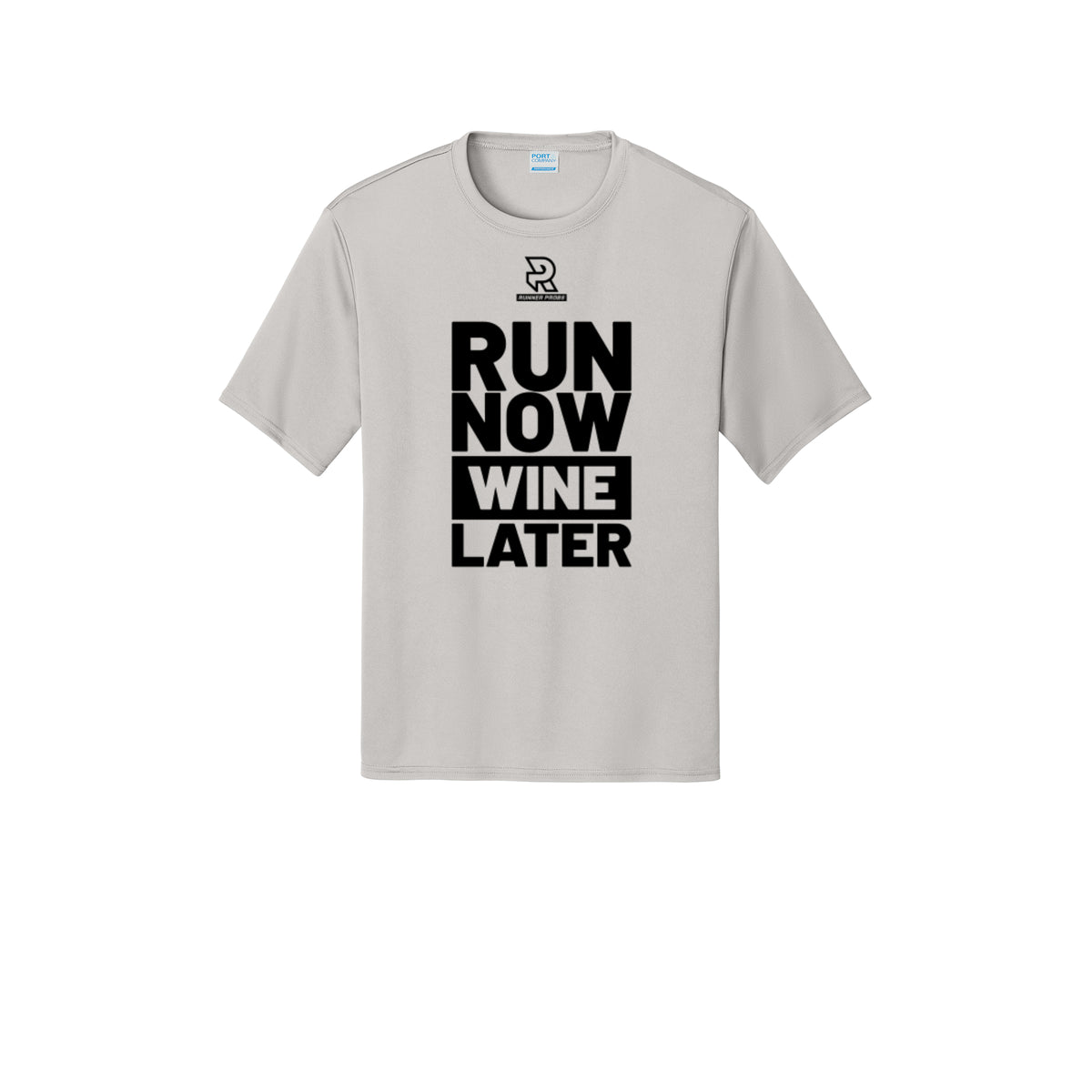 RUN NOW WINE LATER (Black) - Short Sleeve Performance Tee
