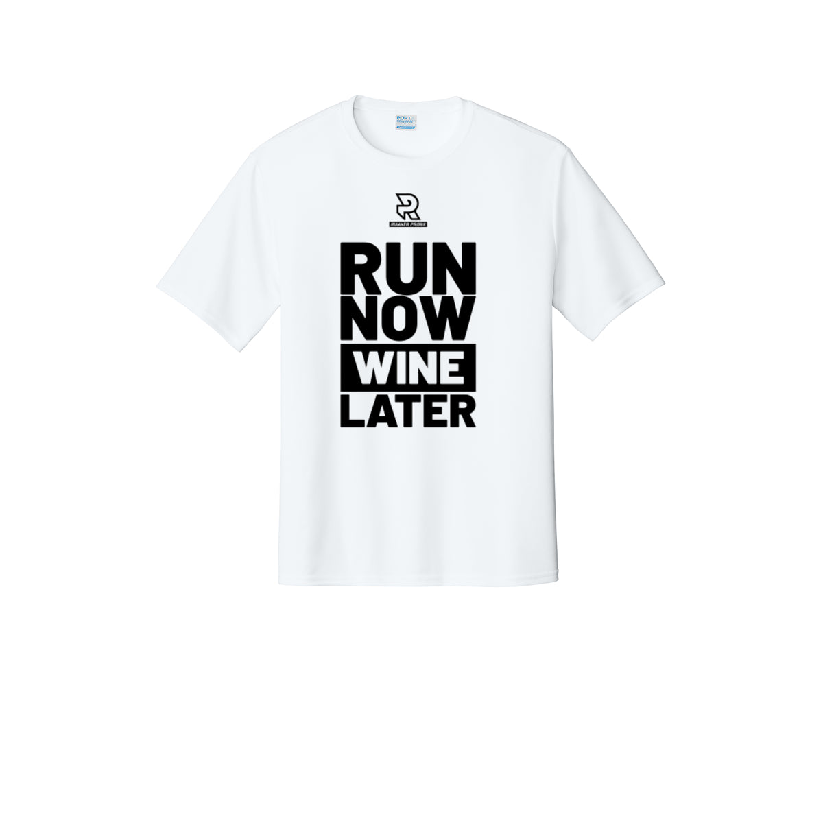RUN NOW WINE LATER (Black) - Short Sleeve Performance Tee