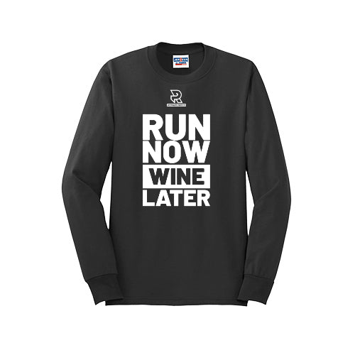 RUN NOW WINE LATER (White) - Long Sleeve 50/50 Tee