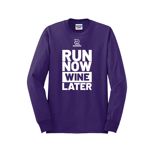 RUN NOW WINE LATER (White) - Long Sleeve 50/50 Tee