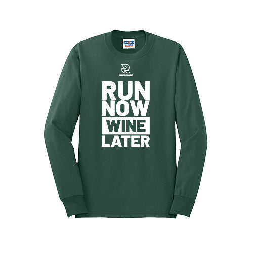 RUN NOW WINE LATER (White) - Long Sleeve 50/50 Tee
