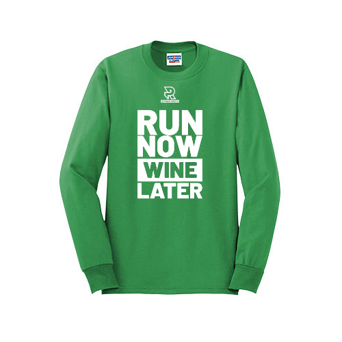RUN NOW WINE LATER (White) - Long Sleeve 50/50 Tee
