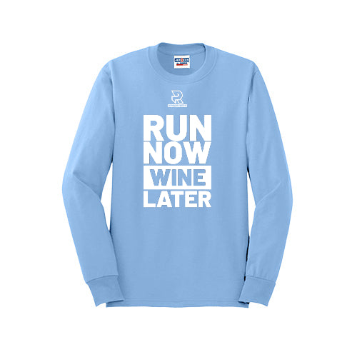 RUN NOW WINE LATER (White) - Long Sleeve 50/50 Tee